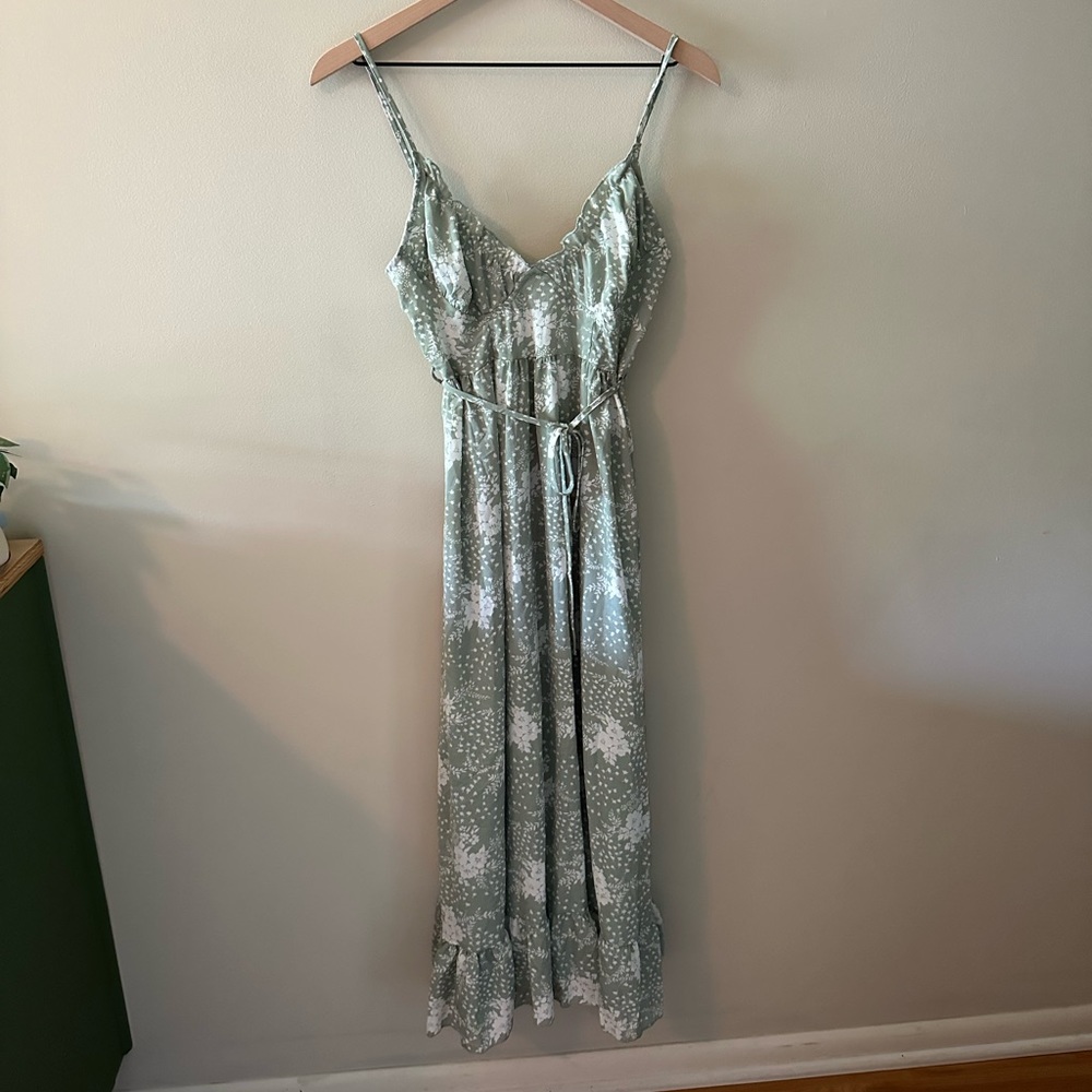 Floral Sage Green MIDI Dress